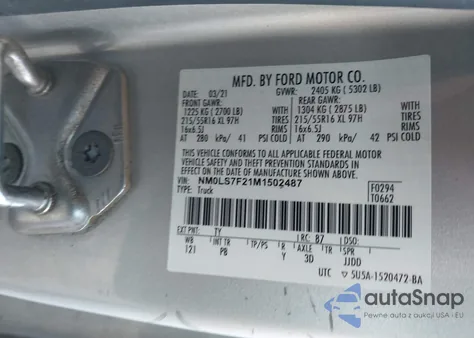 2021 Ford Transit Connect Xlt from USA, damaged, VIN NM0LS7F21M1502487